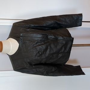 Faux Leather Cropped Jacket